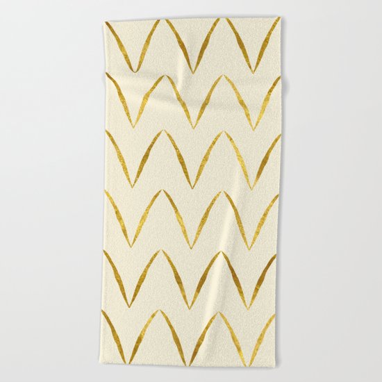 Cream Gold Foil 05 Beach Towel