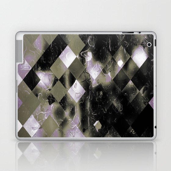 geometric pixel square pattern abstract background in purple black and white Laptop & iPad Skin