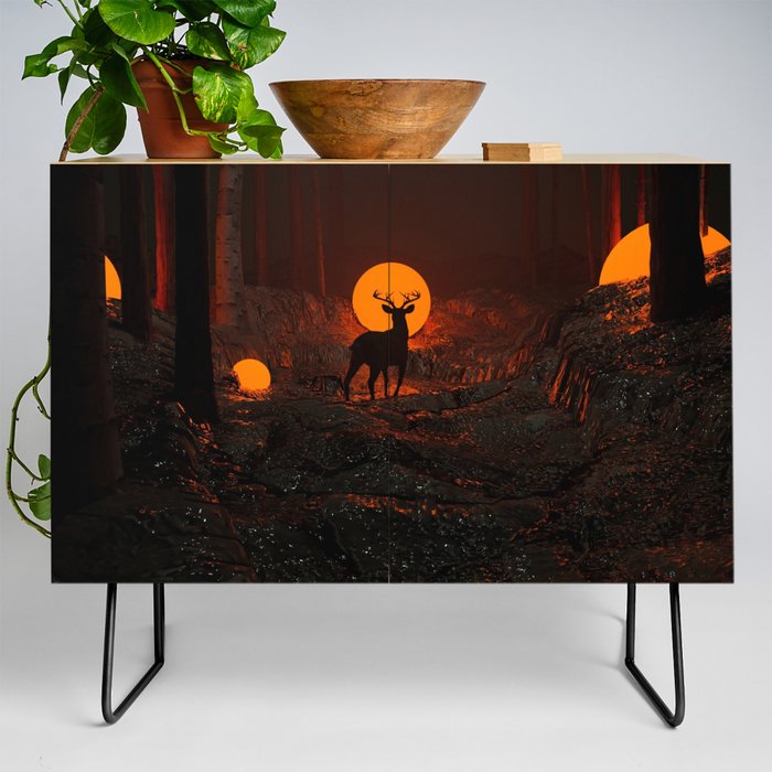 Deer in fairy forest Credenza