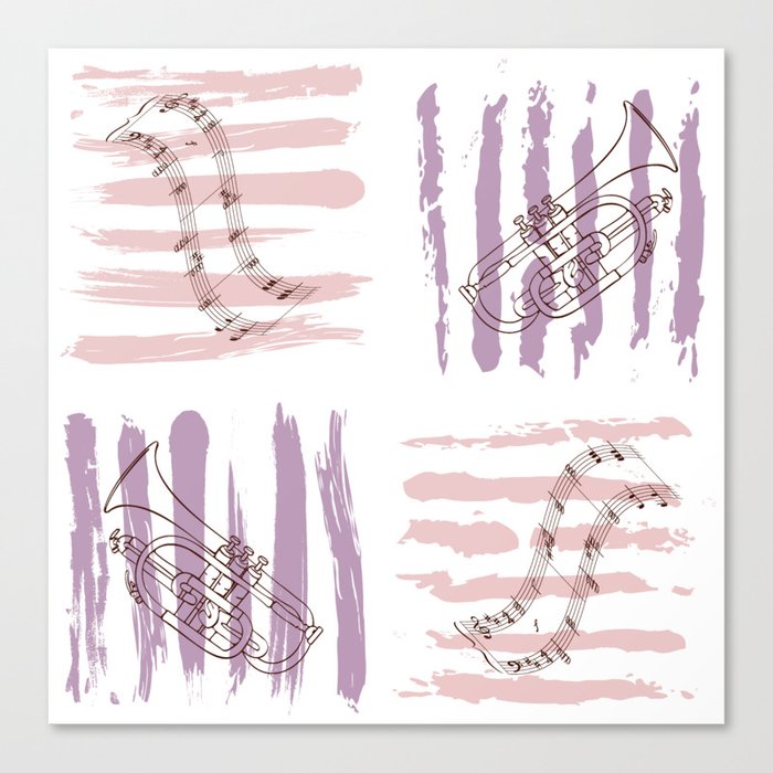 Copy of Musical trumpet pattern with notes Canvas Print