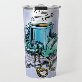 Snuggly dragon and a coffee cup Travel Mug