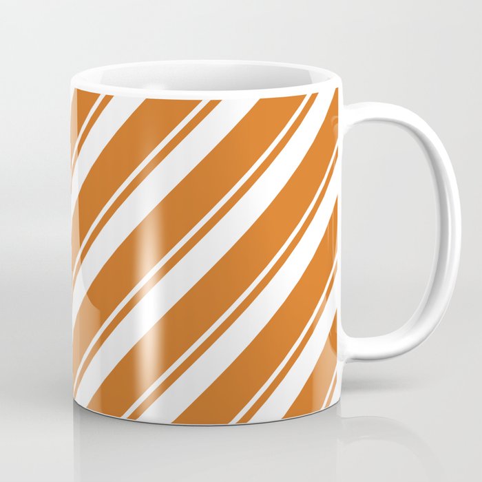Chocolate and White Colored Pattern of Stripes Coffee Mug