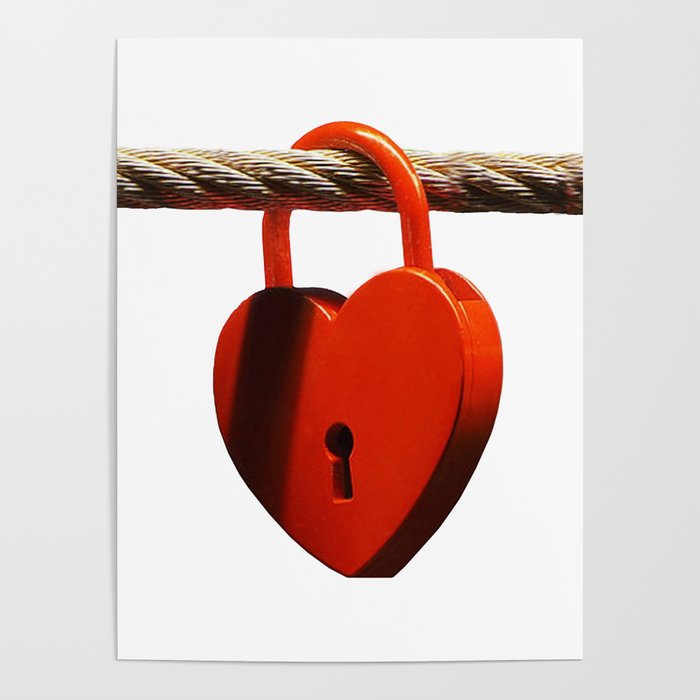 Love Heart Romantic Padlock. Poster