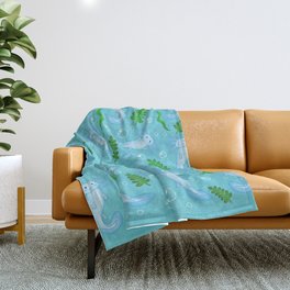 Blue Axolotl pattern Throw Blanket