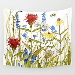 Garden Flower Bees Contemporary Illustration Painting Wall Tapestry
