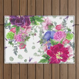 Floral print with tulips and anemones Outdoor Rug
