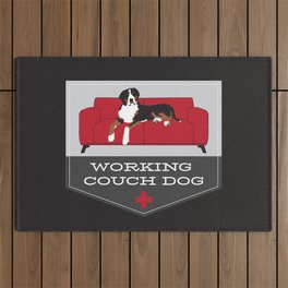 Working Couch Dog Badge Outdoor Rug