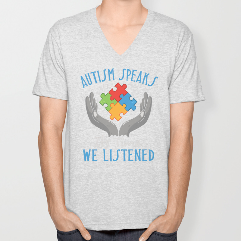 Autism Awareness Love Puzzles V-neck T shirts Men's Shirts Tops Autistic Support Puzzle Piece ASD Autism