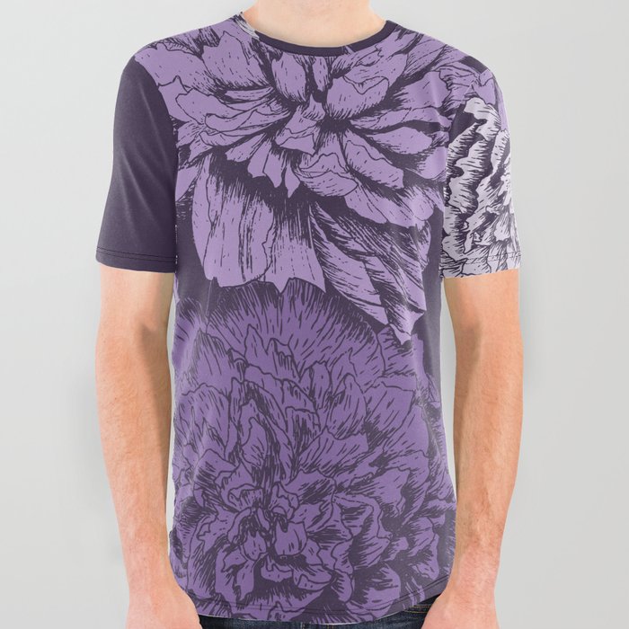 VIOLET FLORAL SYMPHONY All Over Graphic Tee
