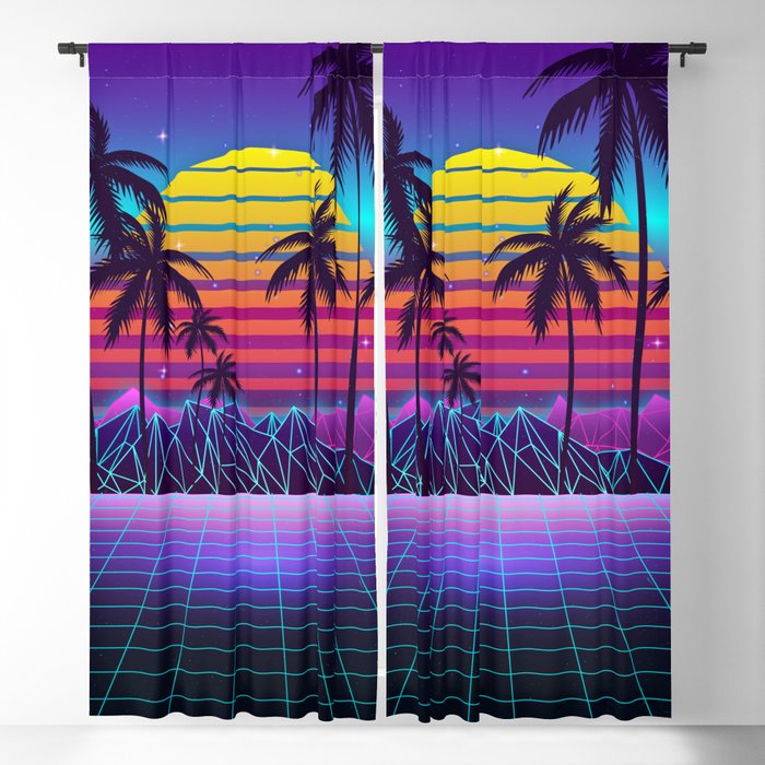 Radiant Sunset Synthwave Blackout Curtain