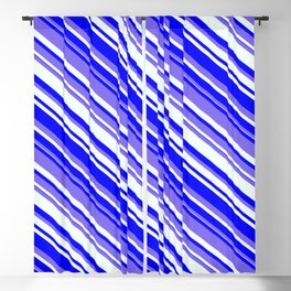 [ Thumbnail: Medium Slate Blue, Mint Cream, and Blue Colored Lines Pattern Blackout Curtain ]