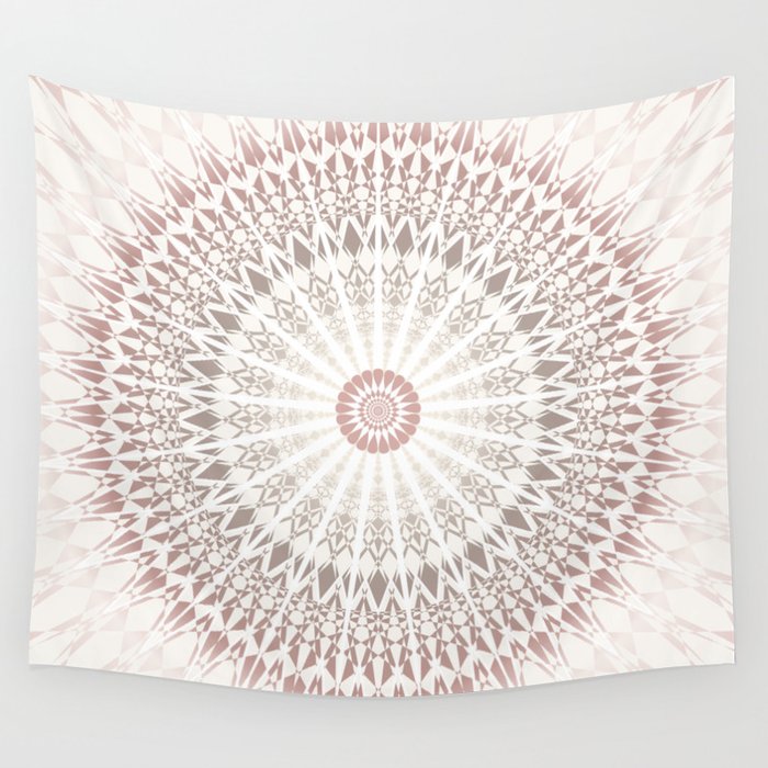 Cream Rose Mandala Wall Tapestry