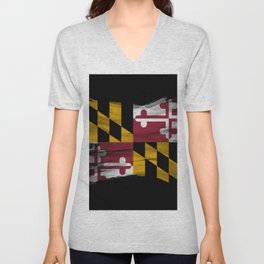 Maryland state flag brush stroke, Maryland flag background V Neck T Shirt