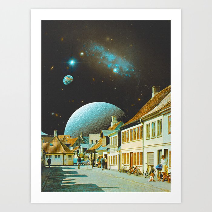 Vila Estrela - Space Collage, Retro Futurism, Sci-Fi Art Print