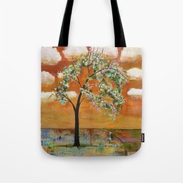 Patterned Tangerine Sky Tree Tote Bag