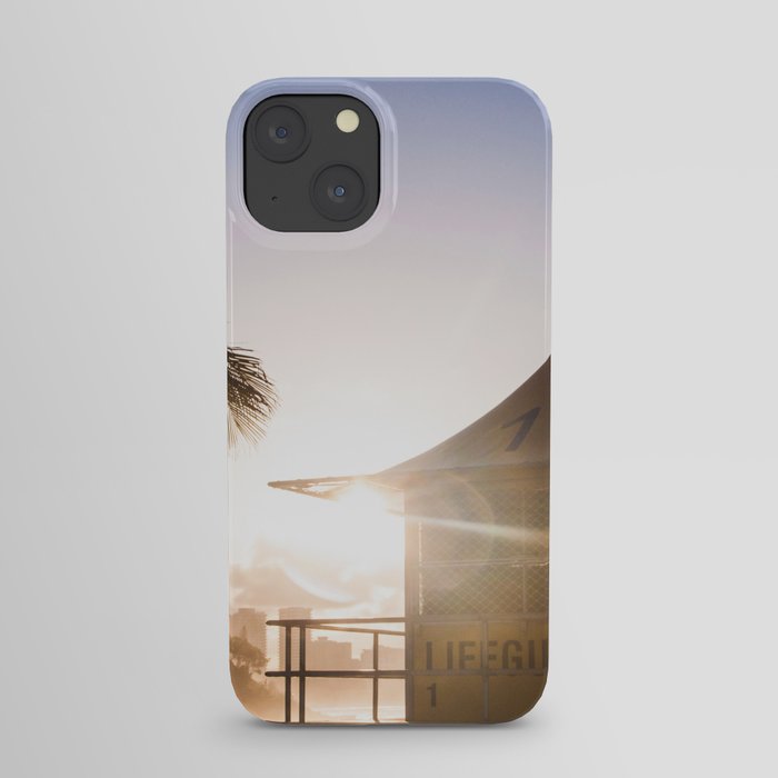 Sunset at the lifeguard tower iPhone Case