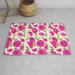 Watercolor lemons - magenta and green Area & Throw Rug