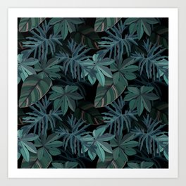 Moody Tropical Flora Repeat Art Print