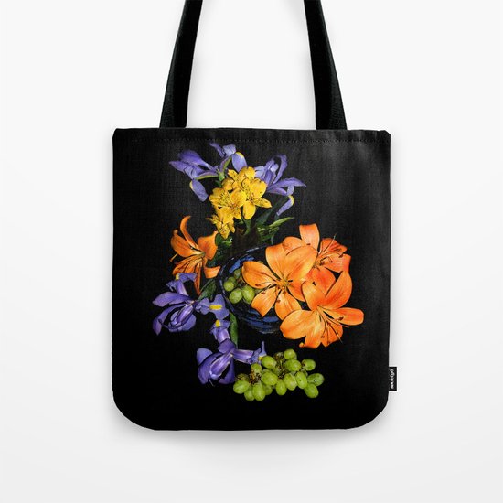 Lilies, Irises, Grapes Tote Bag