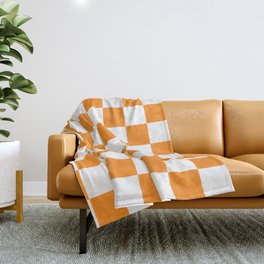 Tangerine Orange Checkerboard Pattern Palm Beach Preppy Throw Blanket