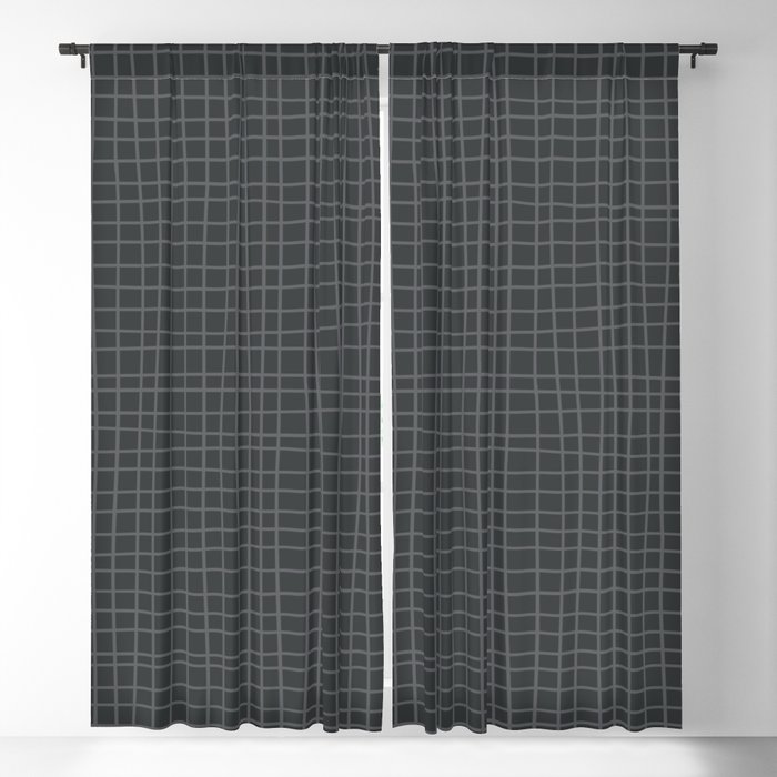 Dark Gray Grid Blackout Curtain