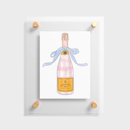 Pink Gingham Preppy Painted Champagne Bottle Floating Acrylic Print