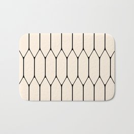Long Honeycomb Geometric Minimalist Pattern in Almond Cream and Black Bath Mat