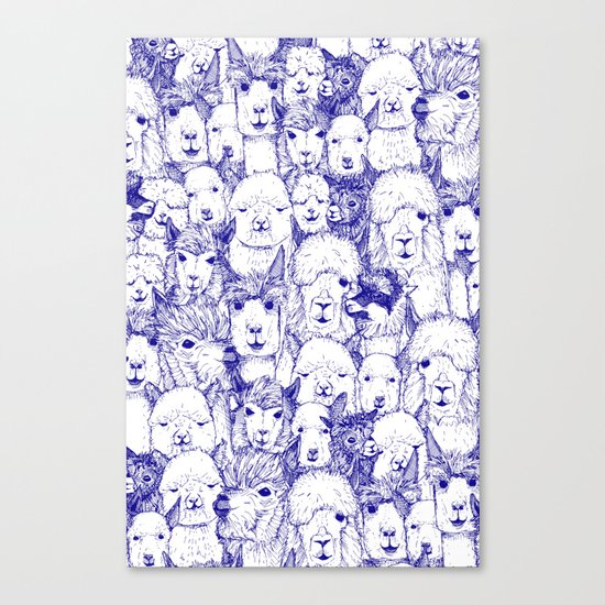 just alpacas blue white Canvas Print