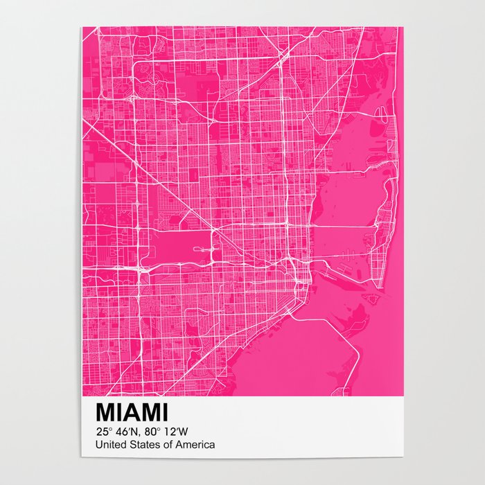 miami city map color Poster