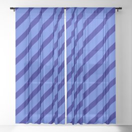 [ Thumbnail: Royal Blue & Dark Blue Colored Stripes Pattern Sheer Curtain ]