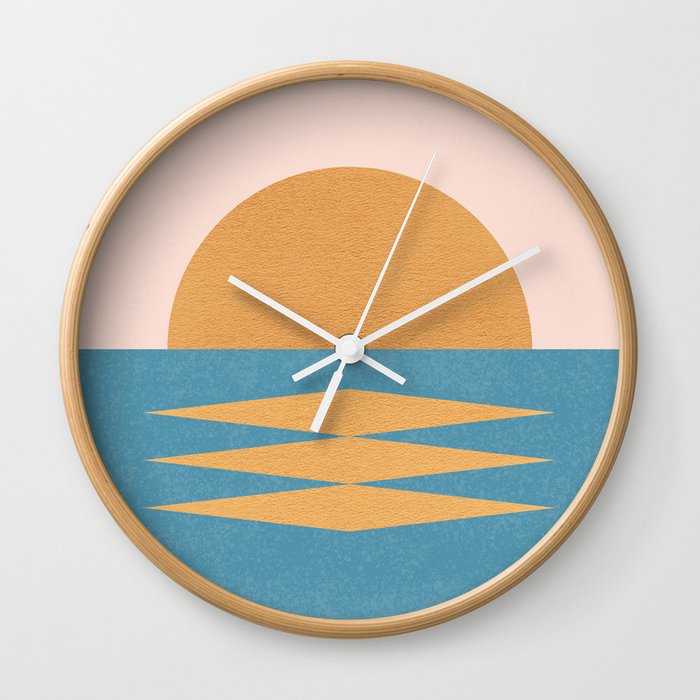 Sunrise Geometric - Midcentury Style Wall Clock