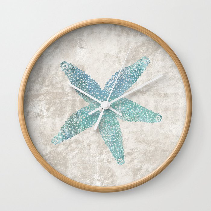 Aqua Starfish Wall Clock
