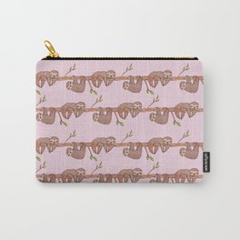Lazy Baby Sloth Pattern in Pink Carry-All Pouch