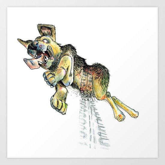 Atropellado Dog Art Print