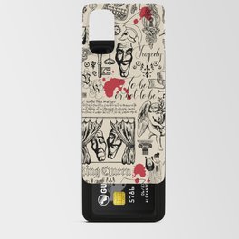 Abstract seamless pattern on the theme of theater and drama with black pencil drawings and red blots in vintage style.  Android Card Case