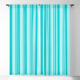 [ Thumbnail: Dark Turquoise and Turquoise Colored Lined/Striped Pattern Blackout Curtain ]