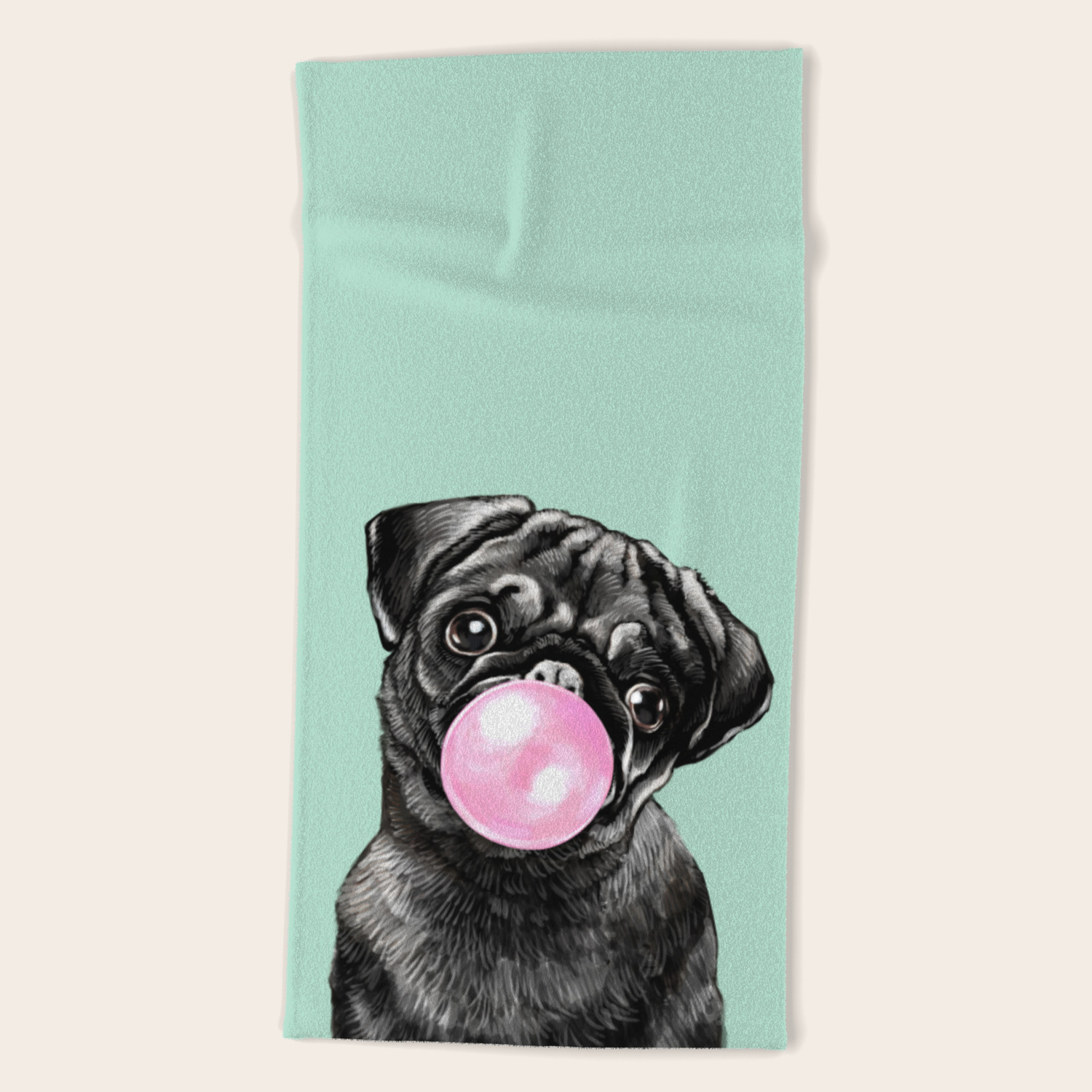 pug beach towel