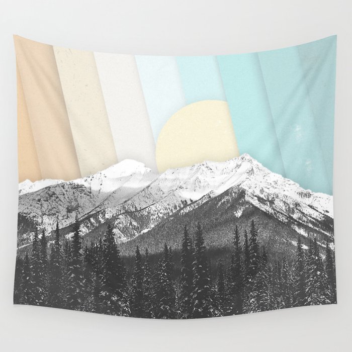 Morning Light Mountain Collage Wall Tapestry