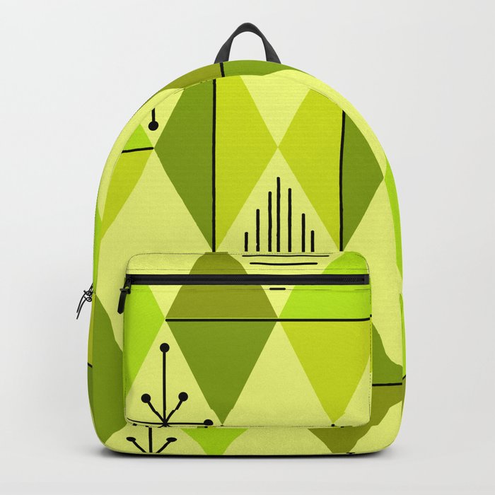 Atomic Age Art Diamonds Chartreuse Backpack