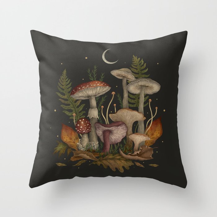 Autumn Mushrooms Throw Pillow