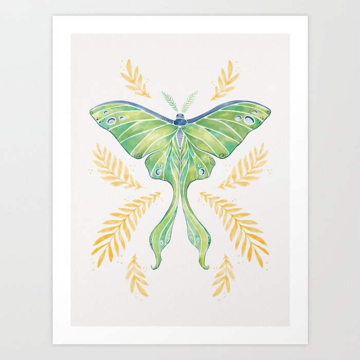 Watercolor Luna Moth Art Print