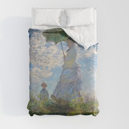 MONET, Claude. Woman with a Parasol, Madame Monet and Her Son, 1875. Duvet Cover