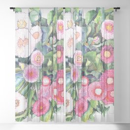 prettypink flowers Sheer Curtain