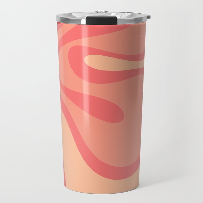 Pink and Peach Smooth Contours Retro Contemporary Pastel Abstract Pattern Travel Mug