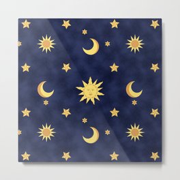 Another Celestial Mood Metal Print | Graphicdesign, Vintage, Gold, Moon, Stars, Royal, Sun, Astrology, Retro, Celestial 