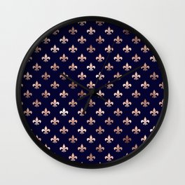 Royal Blue Rose Gold Pattern Wall Clock