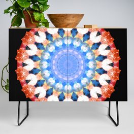 Colorful Blue And Red Art - Ruby Crown Mandala Credenza