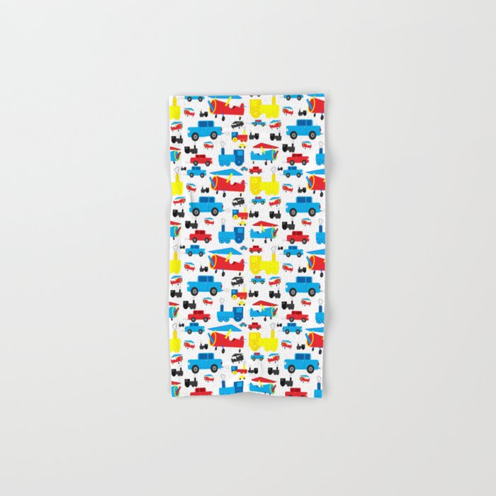 Cute Colorful Planes, Trains and Cars Pattern Hand & Bath Towel