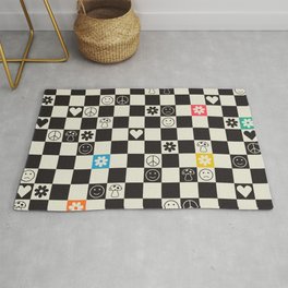 Happy Checkered pattern rainbow Area & Throw Rug