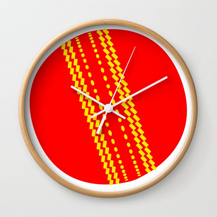 Red Cricket Ball Wall Clock
